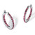 Round Simulated Birthstone Inside-Out Hoop Earrings in Silvertone 1.25"