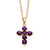 Simulated Birthstone Cross Pendant (15.5mm) Necklace in Yellow Goldtone