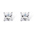 Princess-Cut Simulated Birthstone Stud Earrings in Sterling Silver
