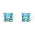 Princess-Cut Simulated Birthstone Stud Earrings in Sterling Silver