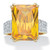Emerald-Cut Yellow Cubic Zirconia Gold-Plated 21.40 TCW Cocktail Ring with White CZ Accents