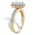 Emerald-Cut Created White Sapphire and Diamond Accent Halo Engagement Ring 1.60 TCW in 18k Gold-plated Sterling Silver