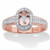Oval-Cut Genuine Pink Morganite and White Topaz Halo Ring 1.45 TCW in Rose Gold-plated Sterling Silver