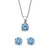 Round Simulated Birthstone Solitaire Earring and Necklace Set in Platinum-plated Sterling Silver 18"-20"