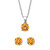 Round Simulated Birthstone Solitaire Earring and Necklace Set in Platinum-plated Sterling Silver 18"-20"