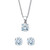 Round Simulated Birthstone Solitaire Earring and Necklace Set in Platinum-plated Sterling Silver 18"-20"