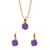 Round Simulated Birthstone Earring and Solitaire Pendant Necklace Set in Goldtone 18"