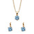 Round Simulated Birthstone Earring and Solitaire Pendant Necklace Set in Goldtone 18"