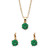 Round Simulated Birthstone Earring and Solitaire Pendant Necklace Set in Goldtone 18"