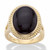 Genuine Black Onyx Oval Cabochon Banded Halo Ring in 14k Gold-plated Sterling Silver