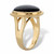 Genuine Black Onyx Oval Cabochon Banded Halo Ring in 14k Gold-plated Sterling Silver