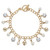 Round Crystal and Genuine Cultured Freshwater Pearl Beaded Charm Toggle Closure Bracelet in Goldtone 7.5"