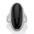 Genuine Black Onyx Oval Cabochon Ring in Sterling Silver