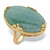 Genuine Green Jade Oval Cabochon Cocktail Ring 18k Gold-Plated