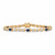 Genuine Oval-Cut Blue Sapphire and Diamond Accent Two-Tone Heart-Link Bracelet 3.01 TCW Gold-Plated 7.25"