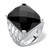 Checkerboard-Cut Genuine Black Onyx Rectangular Ornate Ring in Sterling Silver