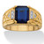 Men's 2.80 TCW Emerald-Cut Created Blue Sapphire and Diamond Accent 18k Gold-Plated Etched Ring