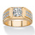 Men's 1.89 TCW Round and Pave White Cubic Zirconia Double Row Ring Gold-Plated