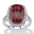 7.25 TCW Genuine Checkerboard-Cut Oval Ruby Ring in Rhodium-Plated Sterling Silver