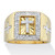 Men's 1/10 TCW Diamond Cross Two-Tone Square Ring in 14k Gold-plated Sterling Silver