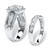 3.31 TCW Square Cubic Zironica Two-Piece Halo Bridal Ring Set in Platinum-plated Sterling Silver