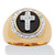 Men's 1/10 TCW Diamond and Bezel-Set Onyx Halo Cross Ring in 14 Gold-plated Sterling Silver