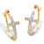 White Diamond Accent Two-Tone Cross Hoop Earrings 18k Gold-Plate (1 1/4")