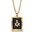 Men's Emerald-Cut Genuine Black Onyx Masonic Pendant Necklace Gold-Plated 20"