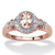 Oval-Cut Genuine Pink Morganite and Topaz Halo Ring in Rose Gold-Plated Sterling Silver (.82 cttw)