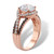 Round Cubic Zirconia Triple Band Engagement Anniversary Ring 2.91 TCW 18K Rose Gold Plated Sterling Silver