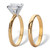 Round Cubic Zirconia 2-Piece Solitaire Wedding Ring Set 2 TCW Yellow Gold-Plated