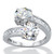 Round Cubic Zirconia and Baguette Accent 2-Stone Bypass Cocktail Ring 4.96 TCW in Sterling Silver