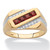 Square-Cut Genuine Red Garnet and Diamond Diagonal Men's Ring .96 TCW in 18k Yellow Gold-plated Sterling Silver