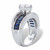 Cubic Zirconia and Channel-Set Emerald-Cut Simulated Sapphire Engagement Anniversary Ring 6.33 TCW in Sterling Silver