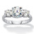 3 TCW Round White Cubic Zirconia 3-Stone Bridal Engagement Anniversary Ring in Platinum-plated Sterling Silver