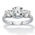 3 TCW Round White Cubic Zirconia 3-Stone Bridal Engagement Anniversary Ring in Platinum-plated Sterling Silver 