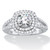 Round Cubic Zirconia Double Halo Engagement Ring 2.17 TCW in Platinum-plated Sterling Silver