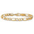 Men's Diamond Accent Pave-Style Two-Tone Figaro-Link Bracelet with Lobster Clasp Yellow Gold-Plated 8.5" (7mm)
