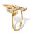 Diamond Accent Marquise-Shaped Bypass Leaf Ring in Solid 10k Yellow Gold