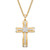 White Diamond Accent Two-Tone Layered Cross Pendant and Curb-Link Necklace Yellow Gold-Plated 22"