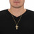 White Diamond Accent Two-Tone Layered Cross Pendant and Curb-Link Necklace Yellow Gold-Plated 22"
