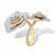 Round Cubic Zirconia Rose Flower Cocktail Wrap Ring 2.81 TCW Gold-Plated  