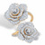 Round Cubic Zirconia Rose Flower Cocktail Wrap Ring 2.81 TCW Gold-Plated  