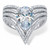 Pear-Cut and Round Cubic Zirconia Multi-Row Chevron Engagement Ring 3.51 TCW Platinum-plated Sterling Silver