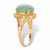 Oval Genuine Green Jade Dome Scrolled Cabochon Ring in 14k Gold-plated Sterling Silver