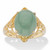 Oval Genuine Green Jade Dome Scrolled Cabochon Ring in 14k Gold-plated Sterling Silver