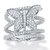 Round Cubic Zirconia Butterfly Wrap Ring 1.95 TCW Silvertone