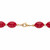 Oval Red Cabochon Lucite Beaded Single Strand Necklace in Goldtone 23"
