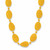 Yellow Mod-Style Lucite Cabochon Beaded Strand Necklace in Silvertone 28"