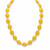 Yellow Mod-Style Lucite Cabochon Beaded Single Strand Necklace in Silvertone 18"-21"